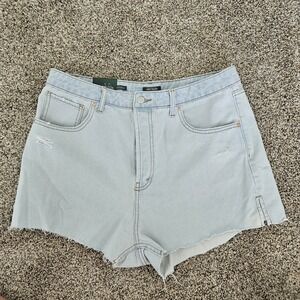 Wild Fable Womens Super-High Rise Cut-Off Button Fly Jean Shorts SZ 14 Festival